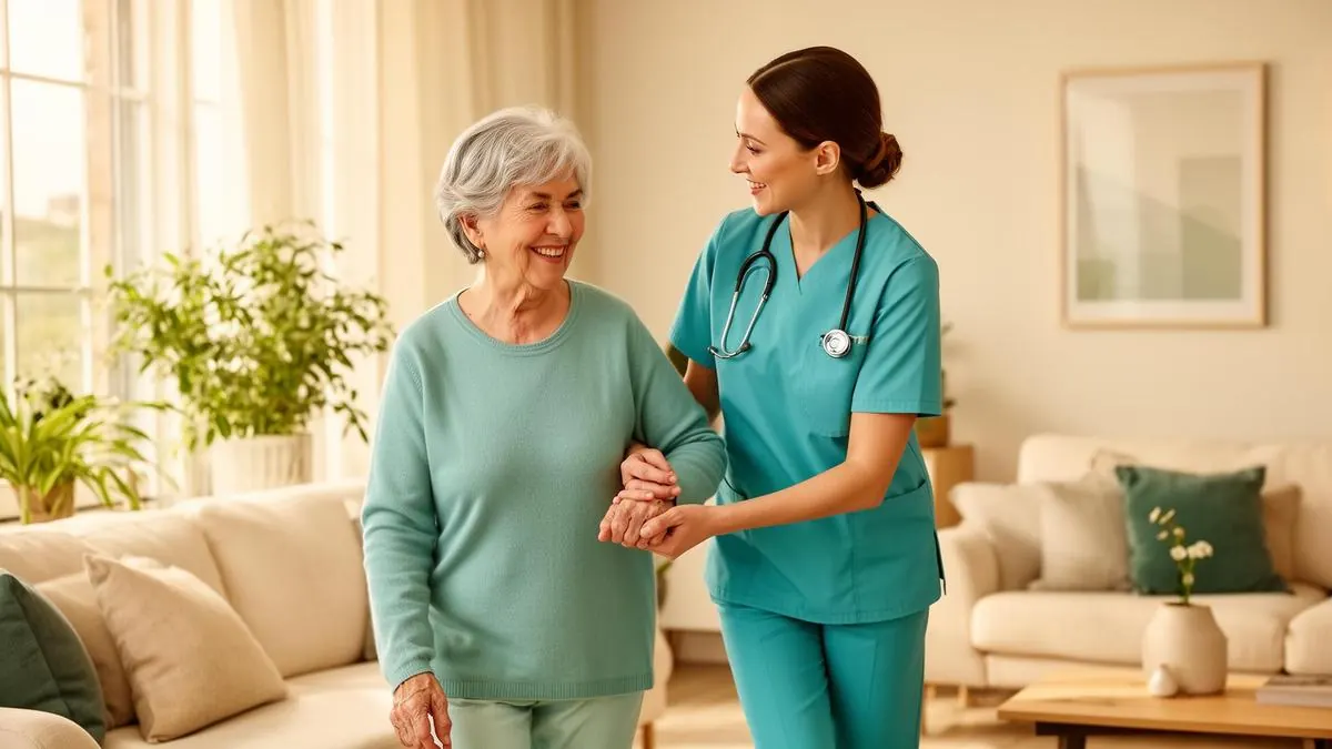 Compassionate home healthcare caregiver assisting elderly patient in West Chester, Ohio